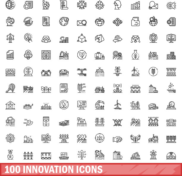 100个创新图标设定轮廓风格图片下载