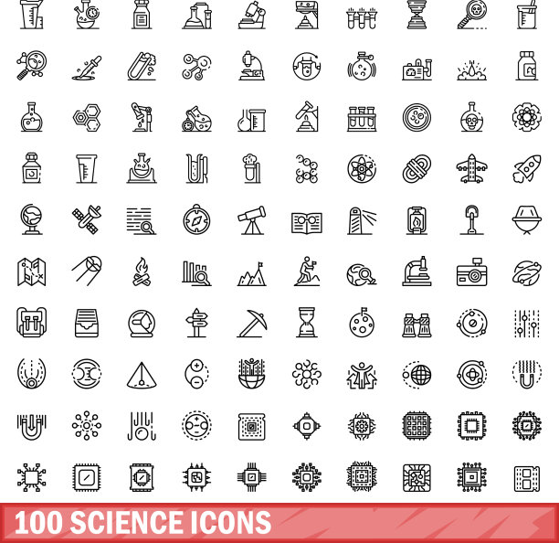 100个科技图标轮廓风格图片下载