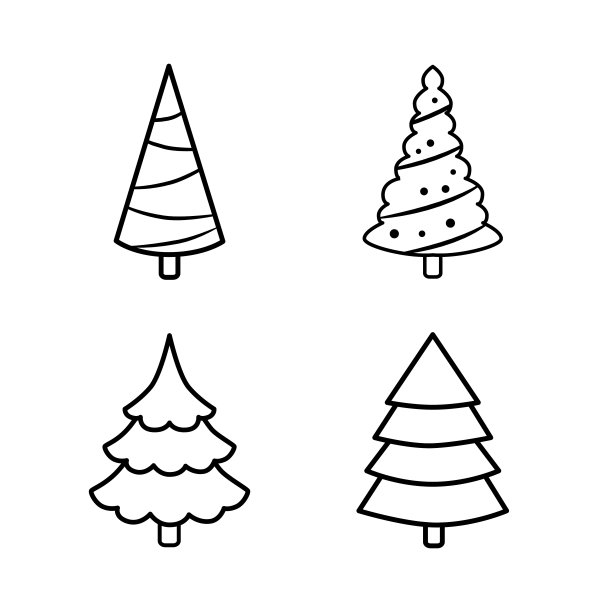 杉树黑线图标设置。松插图图片下载