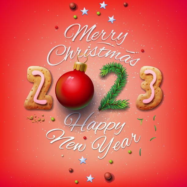 2023年圣诞和新年快乐贺卡，矢量插图。图片下载