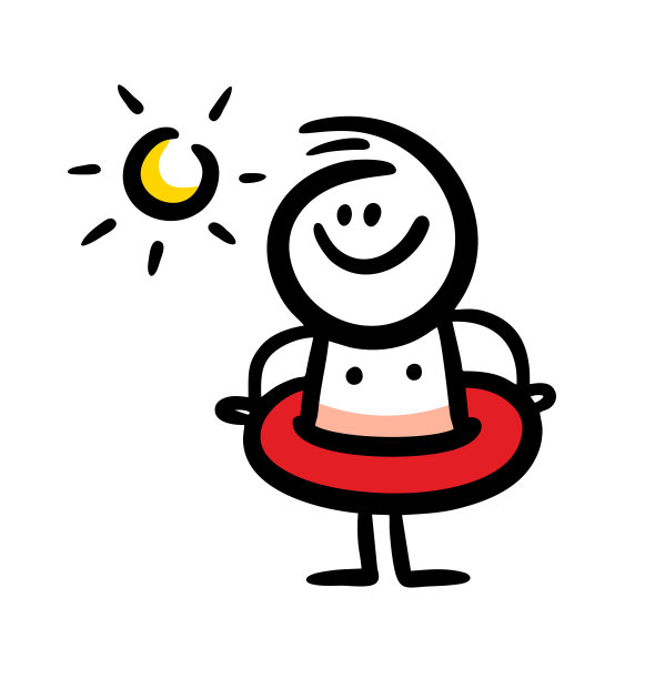 快乐男人游泳涂鸦插画图片下载