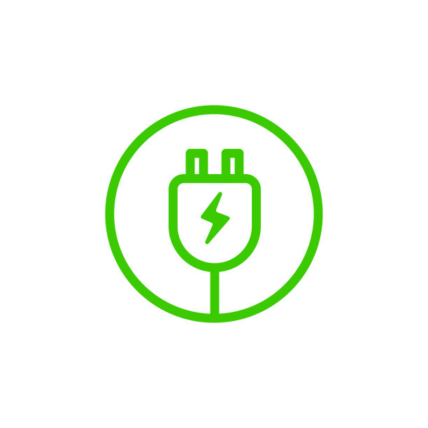 绿色电气插头标志。插头图标矢量。图片下载