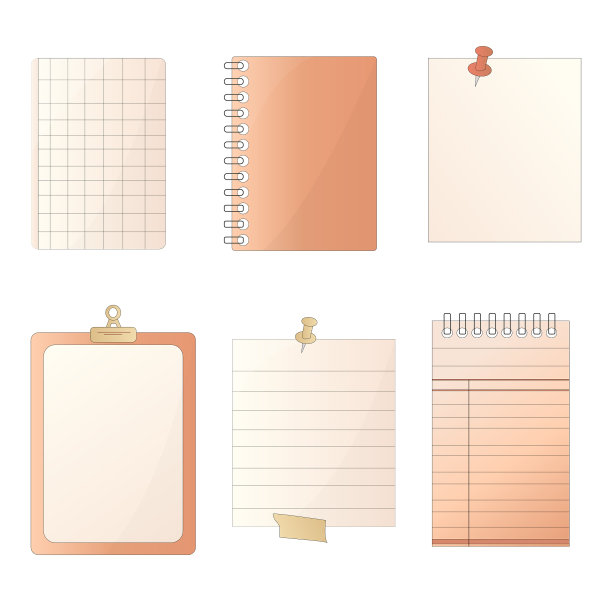 文具套装记事本，回形针，剪刀，纸，铅笔和纽扣图片下载