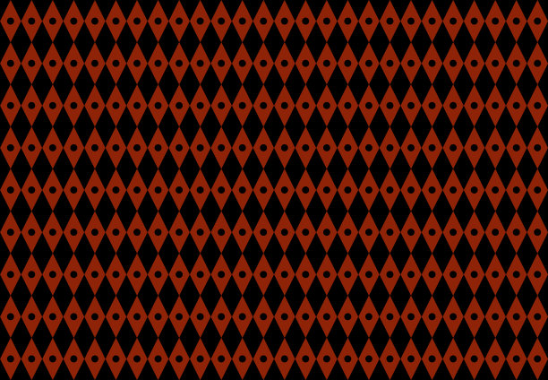 无缝设计，重复的黑色和红色菱形或菱形，红色中间的小颜色相反的圆圈图片下载