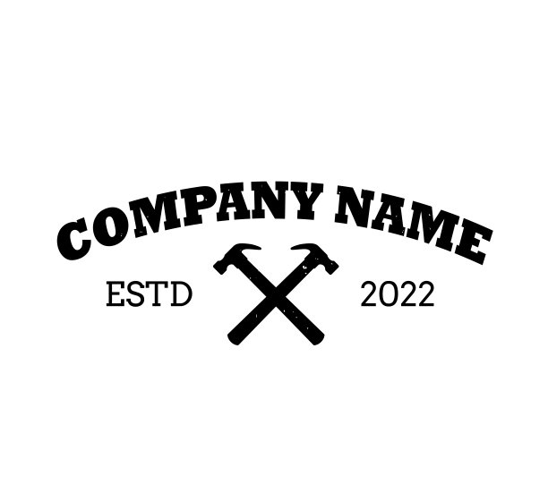 锤子复古标志模板。木制品emplem。枯燥乏味的标志设计。孤立在白色背景中图片下载
