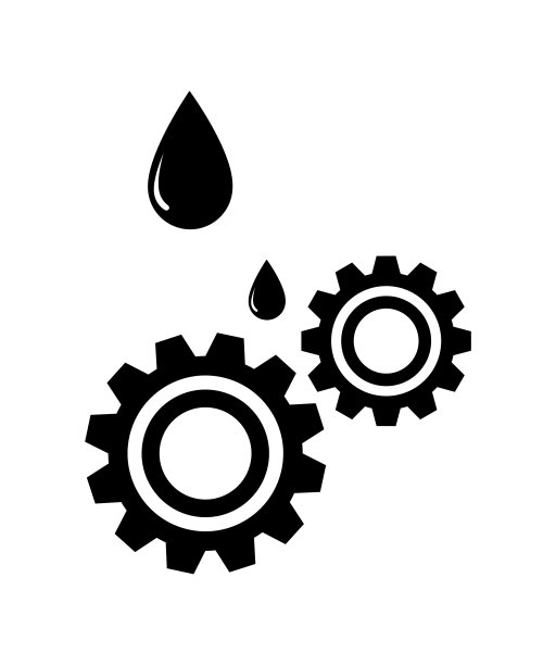 矢量插图润滑油滴和齿轮图标在白色背景。图片下载