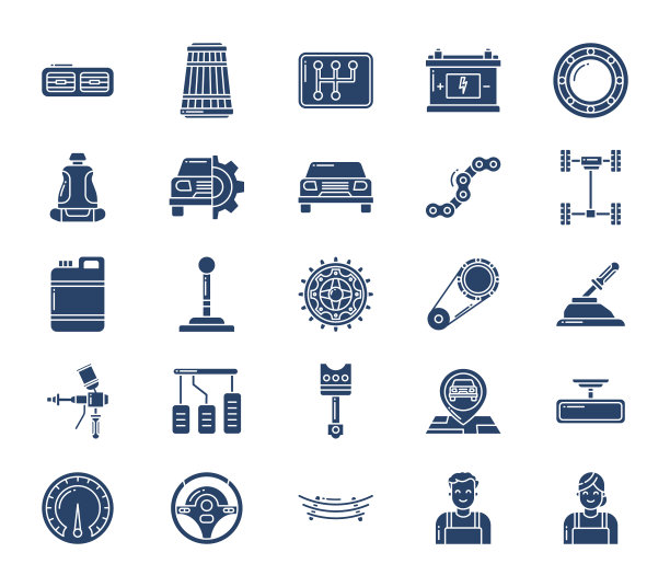 汽车零部件和服务图标集图片下载