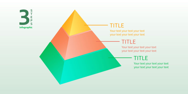 图3步骤。金字塔形式的商业信息图。D.矢量插图。图片下载