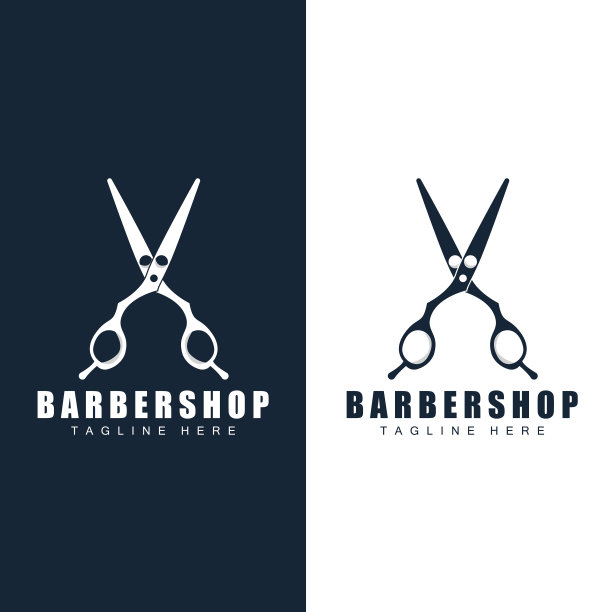 剪刀标志设计，理发店剃须刀矢量，理发店剪刀品牌插画图片下载