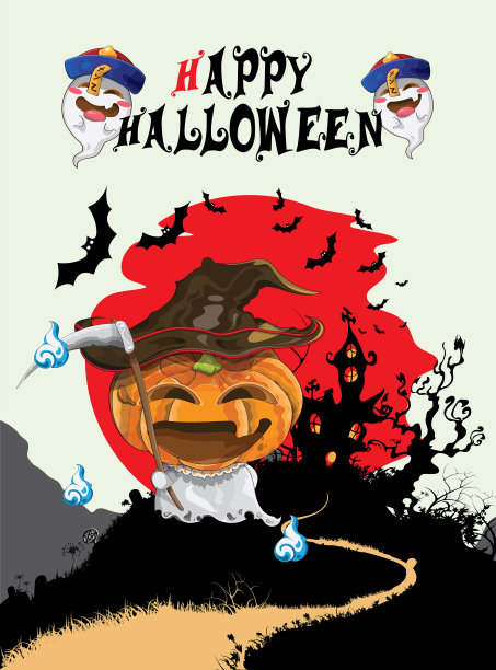 垂直海报与万圣节派对书法字母。图片下载