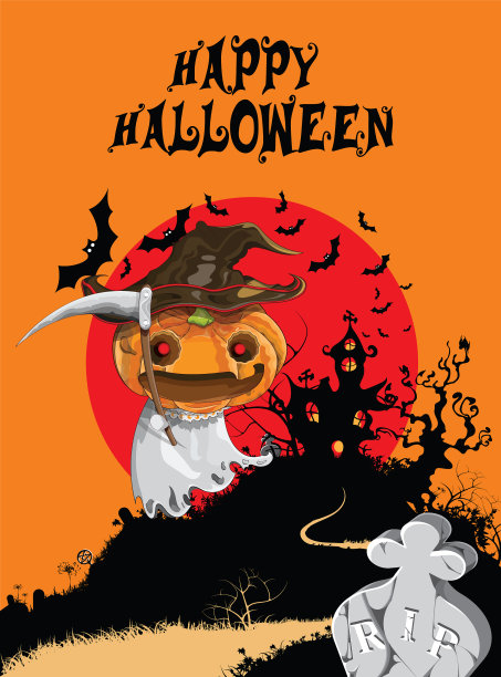 垂直海报与万圣节派对书法字母。图片下载