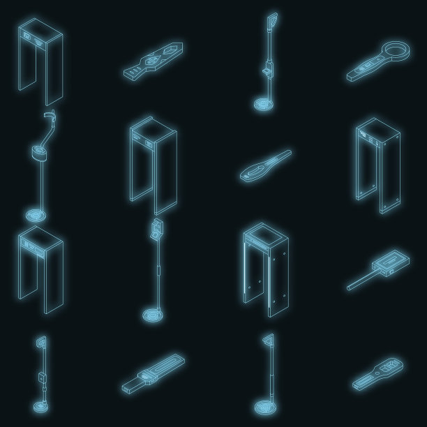 金属探测器图标设置霓虹灯图片下载