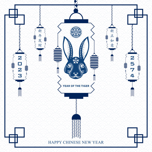 祝中国2023年兔年新年快乐图片下载