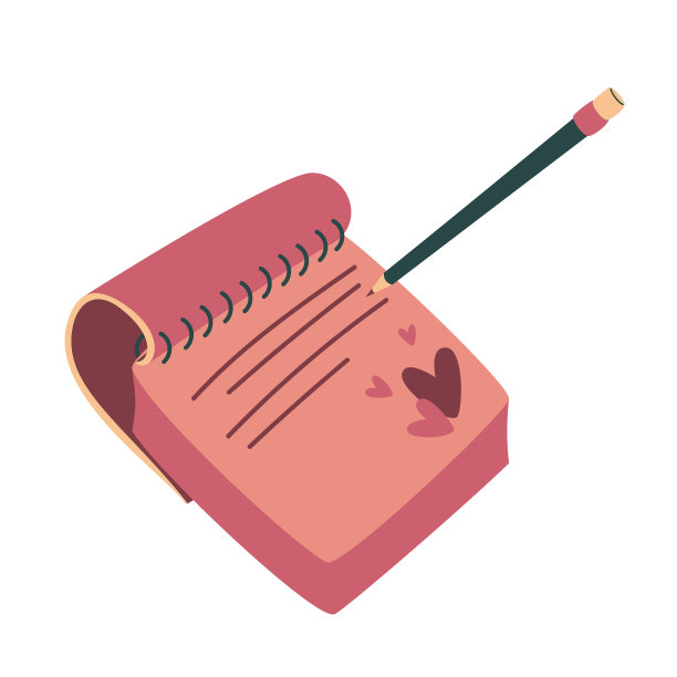 有铅笔的笔记本，用来做笔记和记笔记的记事本，隔离在白色背景上。平面矢量卡通插画，剪贴画。图片下载