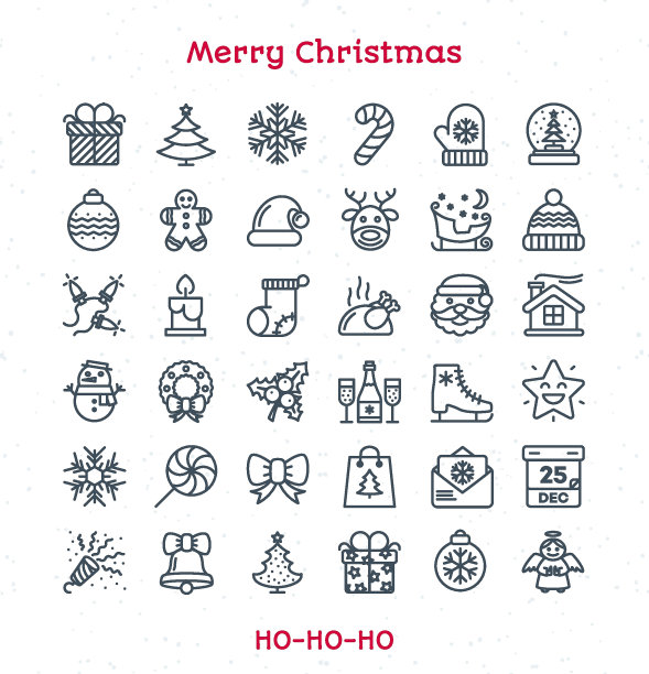圣诞线图标设置黑色细描风格孤立在白色背景为您的装饰和应用程序设计项目。新年快乐。节日快乐。矢量图图片下载