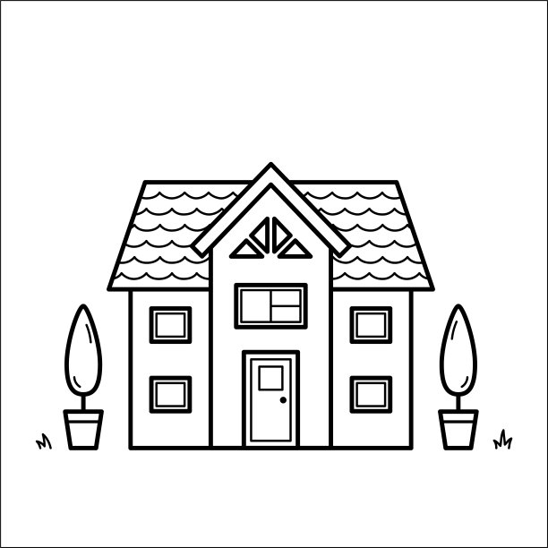 可爱的家。乡村别墅手绘草图图标。孤立矢量插图在涂鸦线风格。图片下载