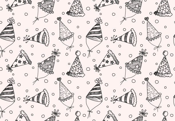 生日帽无缝图案。矢量图图片下载