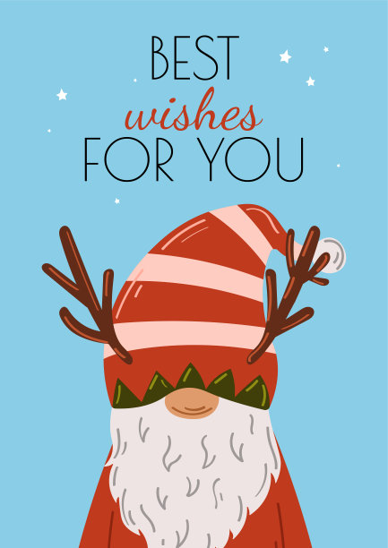 蓝色背景的侏儒圣诞快乐海报。矢量插图。图片下载