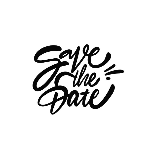 保存日期黑色现代书法短语。图片下载