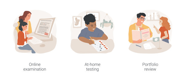 小学生评估孤立卡通矢量插图集。图片下载