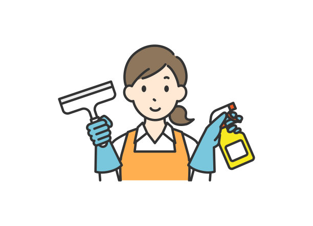 插图主妇与雨刷和洗涤剂图片下载