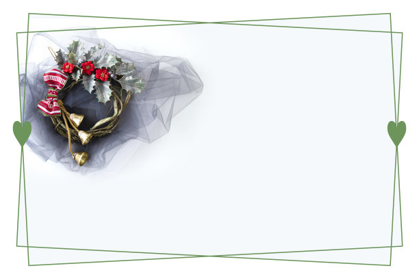 铃铛、一品红和冬青圣诞花环图片下载