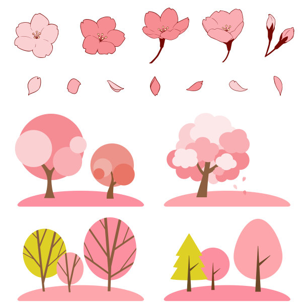 春天树木的插图集图片下载