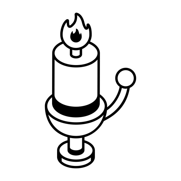 燃烧的烛台在线性图标设计图片下载