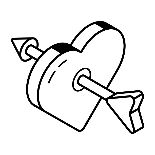 现代线条图标一击人心图片下载