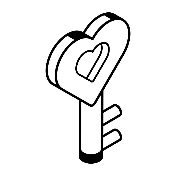 心形钥匙的时髦图标图片下载