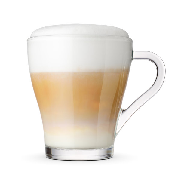透明杯与卡布奇诺咖啡隔离。图片下载