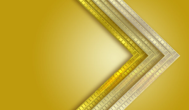 抽象的金色几何背景与发光的箭头。图片下载