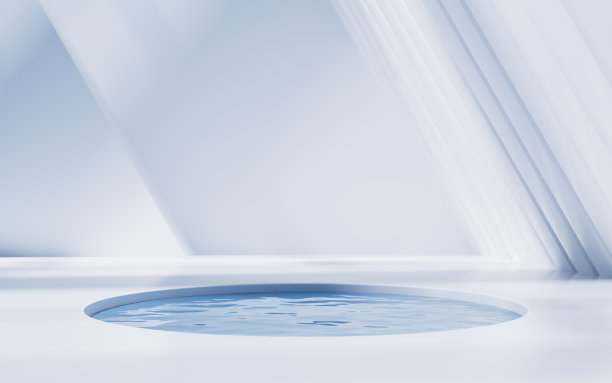 明亮的室内有水，3d渲染。图片下载