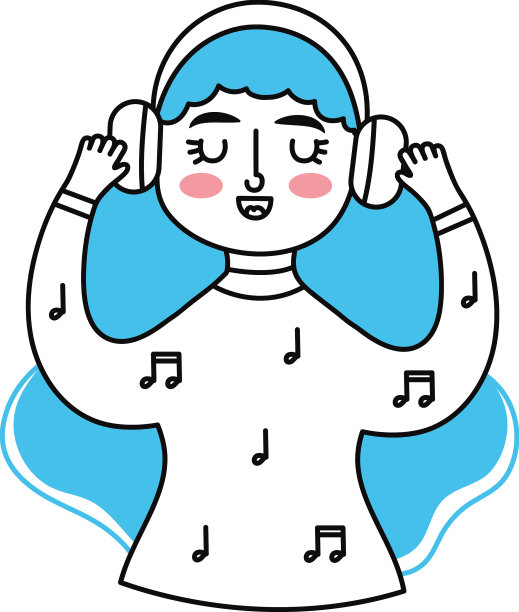 快乐的女孩听着音乐图片下载