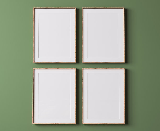 最小的艺术框架模型，海报在明亮的墙壁背景图片下载