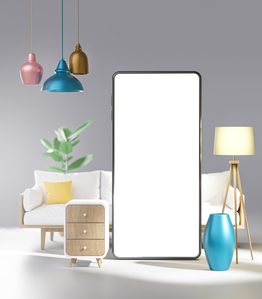 手机模型电子商务在线家具应用程序商店3D渲染图片下载