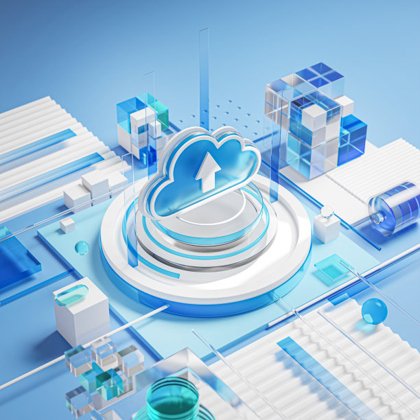 云存储服务图标概念技术符号3D渲染图片下载