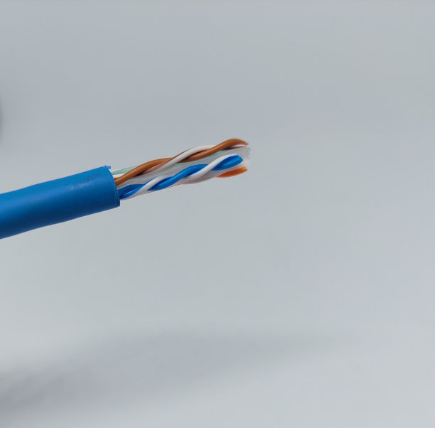 白色背景的网络连接UTP电缆6类图片下载