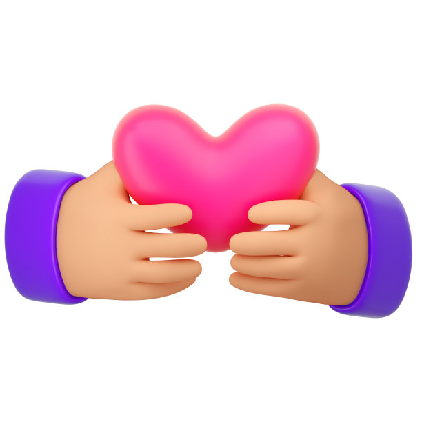 人的手牵着粉红的心。图片下载