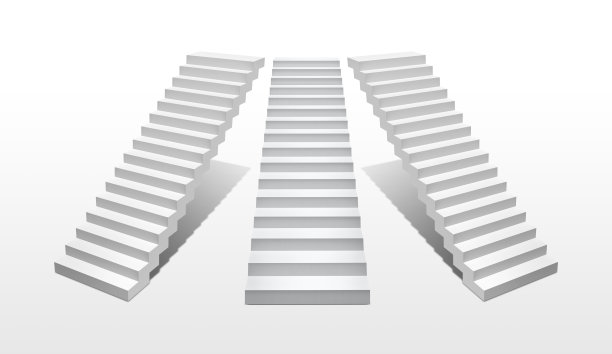 白色的楼梯孤立在白色的背景上。三维渲染图片下载
