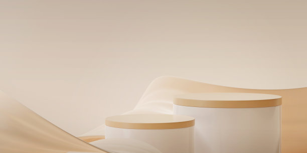 3d渲染基座讲台与棕色基础霜，展示美容和化妆品产品。图片下载