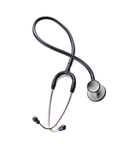 一个隔离在白色背景上的黑色听筒镜图片下载