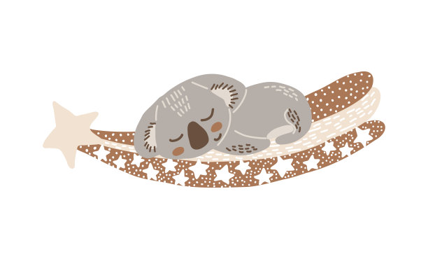 可爱的熟睡的考拉手绘矢量插画图片下载