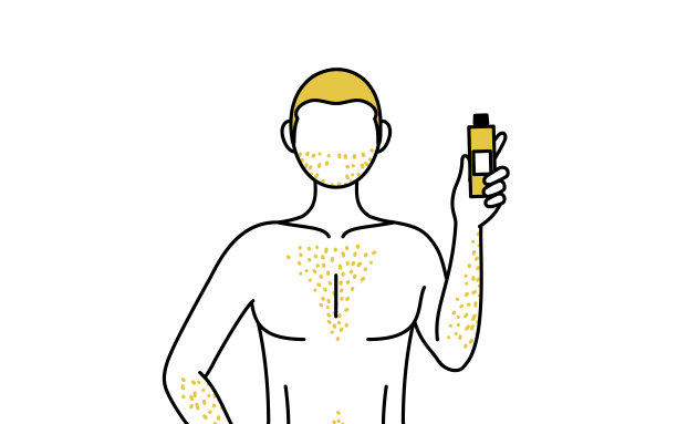 线条画的男人忍受浓密的体毛，拿着脱毛膏图片下载