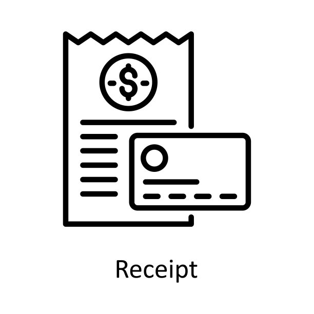 收据矢量轮廓图标设计插图。银行和支付符号在白色背景EPS 10文件图片下载