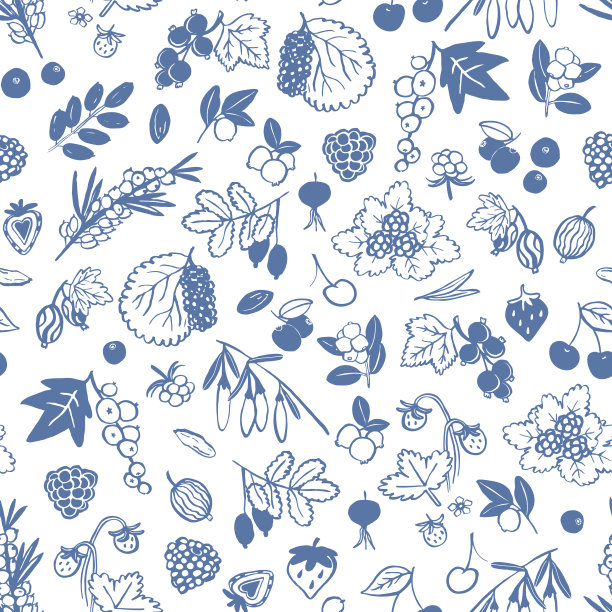 浆果健康食物矢量无缝模式。图片下载