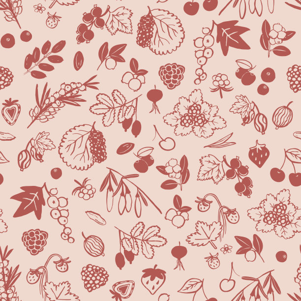 浆果健康食物矢量无缝模式。图片下载