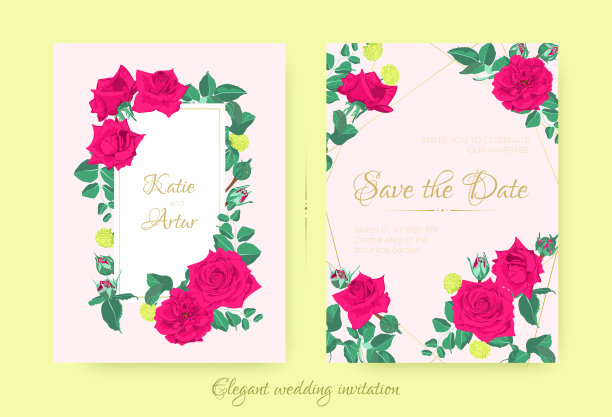 婚礼卡片。优雅的玫瑰订婚海报。乡村叶框架。婚礼卡片背景。时尚发请帖邀请。带鲜花的结婚花环。春天的树叶。浪漫的婚礼卡片。图片下载