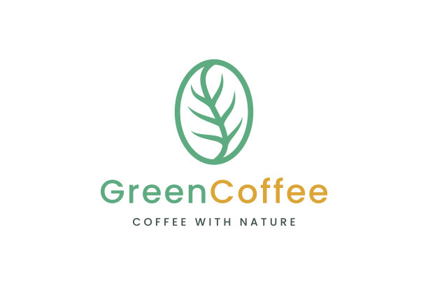 健康咖啡已经和叶子标志图片下载