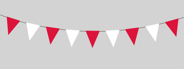 波兰国家独立日，彩旗花环，白色和红色，户外派对的三角旗串，三角旗，复古风格矢量插画图片下载